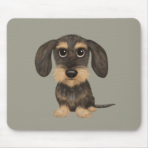 Wirehaired Dachshund  Cute Cartoon Dog Teckel Mouse Pad