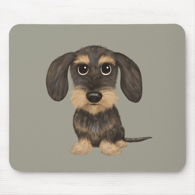 Wirehaired Dachshund | Cute Cartoon Dog Teckel Mouse Pad (Front)