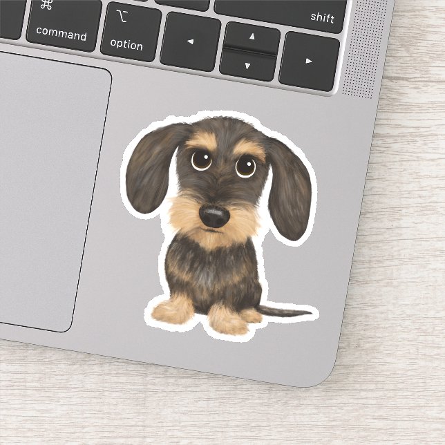 Wirehaired Dachshund | Cute Cartoon Dog Teckel Sticker (Detail)