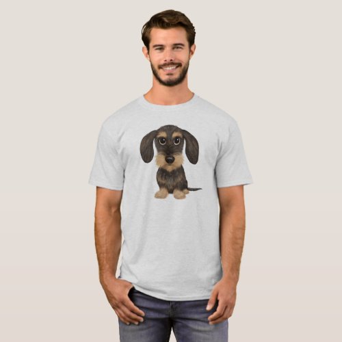 Wirehaired Dachshund  Cute Cartoon Dog Teckel T_Shirt