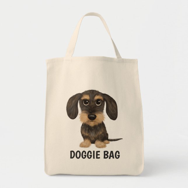 Wirehaired Dachshund | Cute Cartoon Dog Teckel Tote Bag (Front)