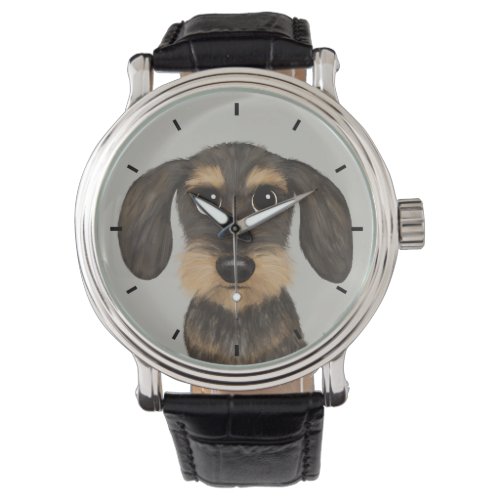 Wirehaired Dachshund  Cute Cartoon Dog Teckel Watch