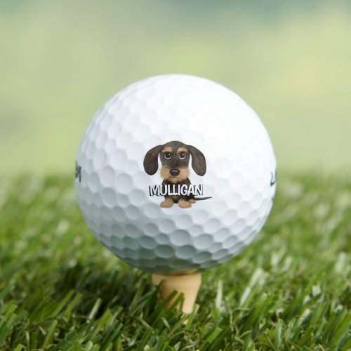 Wirehaired Dachshund  Cute Dog Teckel Custom Name Golf Balls