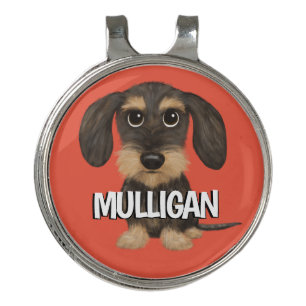 Wirehaired Dachshund Cute Dog Teckel Custom Name Golf Hat Clip