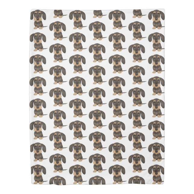 Wirehaired Dachshund | Cute Teckel Dog Patterned Duvet Cover (Front)