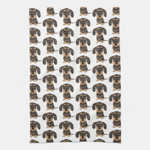 Wirehaired Dachshund  Cute Teckel Dog Patterned Kitchen Towel