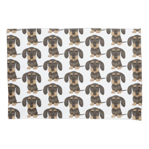 Wirehaired Dachshund  Cute Teckel Dog Patterned Pillow Case
