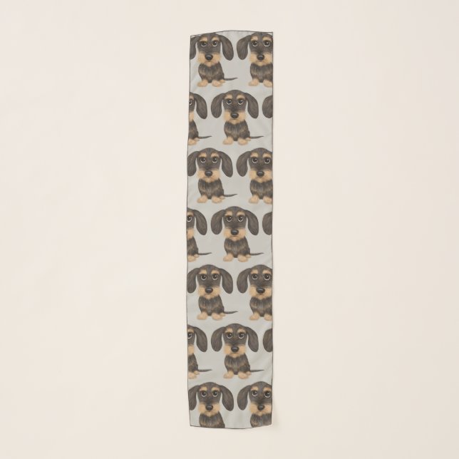 Wirehaired Dachshund | Cute Teckel Dog Patterned Scarf (Front)