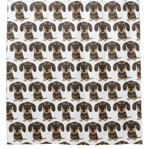 Wirehaired Dachshund  Cute Teckel Dog Patterned Shower Curtain