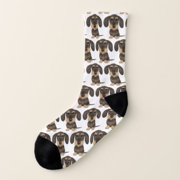 Wirehaired Dachshund | Cute Teckel Dog Patterned Socks by jennsdoodleworld at Zazzle