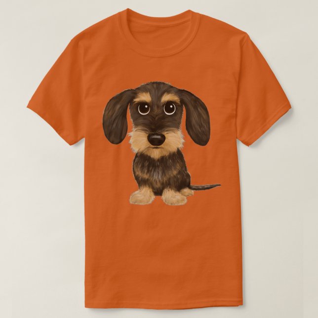Wirehaired Dachshund Cute Wire Haired Wiener Dog W T-Shirt (Design Front)