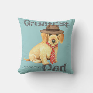 Wirehaired Dachshund Dad Throw Pillow