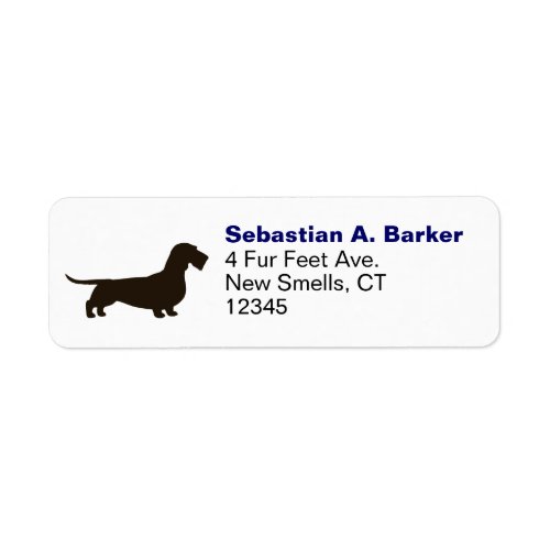 Wirehaired Dachshund Dog Silhouette Return Address Label