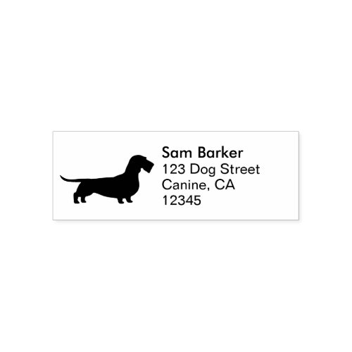 Wirehaired Dachshund Dog Silhouette Return Address Self_inking Stamp