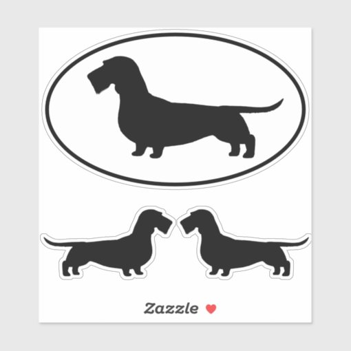 Wirehaired Dachshund Dog Silhouette Sticker Set | Zazzle