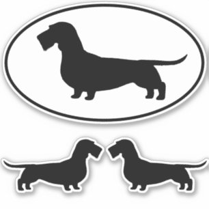 Wirehaired Dachshund Dog Silhouette Sticker Set