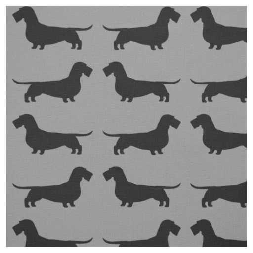 Wirehaired Dachshund Dog Silhouettes Pattern Fabric