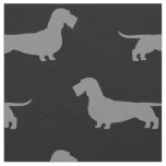 Wirehaired Dachshund Dog Silhouettes Pattern Fabric