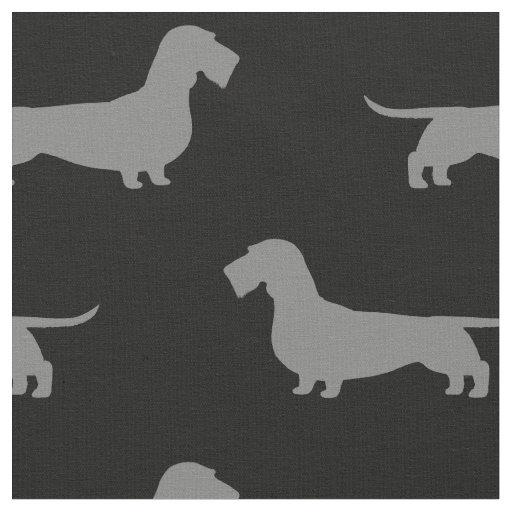Wirehaired Dachshund Dog Silhouettes Pattern Fabric