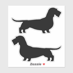Wirehaired Dachshund Dog Silhouettes Sticker Set