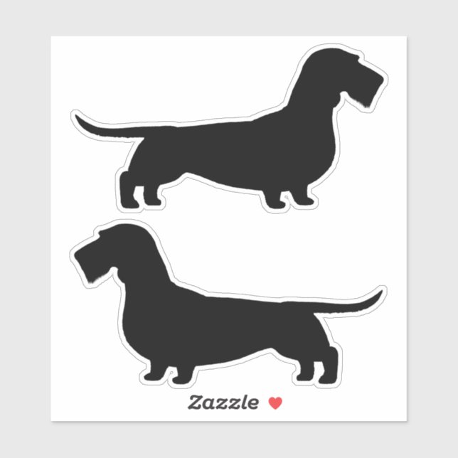 Wirehaired Dachshund Dog Silhouettes Sticker Set (Sheet)