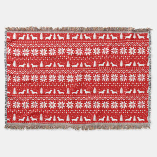 Wirehaired Dachshund Dogs Fun Christmas Pattern Throw Blanket