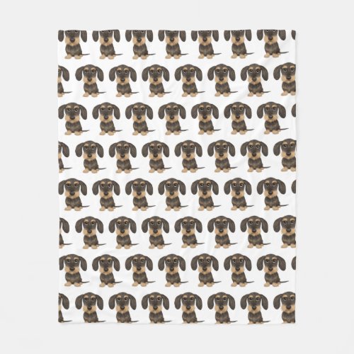 Wirehaired Dachshund Dogs Pattern Cute Teckel Fleece Blanket