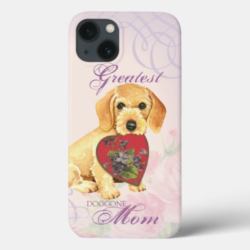 Wirehaired Dachshund Heart Mom iPhone 13 Case