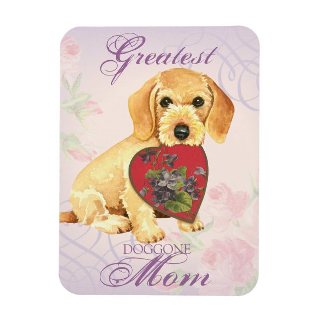 Wirehaired Dachshund Heart Mom Magnet (Vertical)