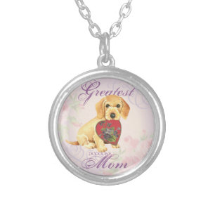 Wirehaired Dachshund Heart Mom Silver Plated Necklace