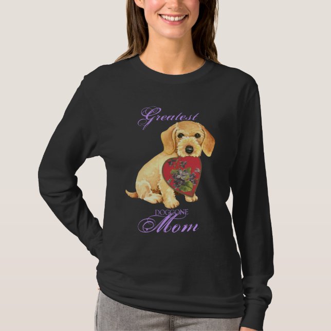 Wirehaired Dachshund Heart Mom T-Shirt (Front)