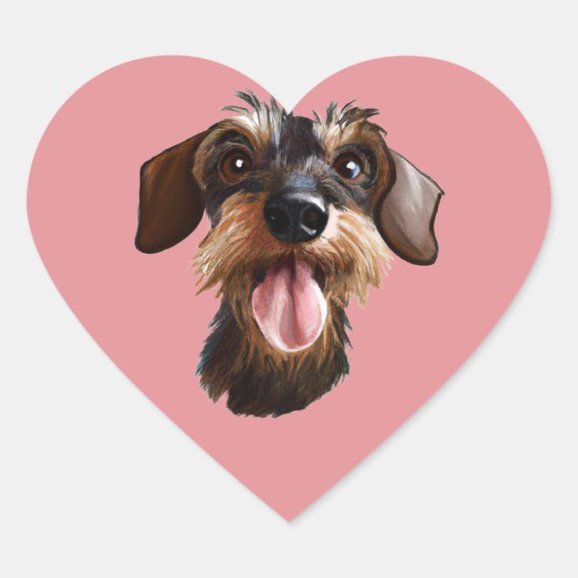 Wirehaired Dachshund Heart Sticker (Front)