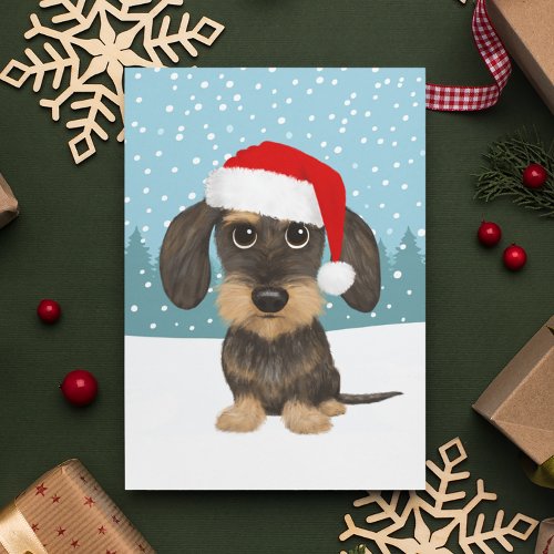 Wirehaired Dachshund Holiday Cute Pet Dog Custom Postcard