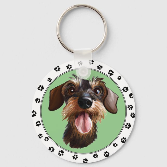 Wirehaired Dachshund Keychain (Front)