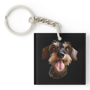 Wirehaired Dachshund Keychain