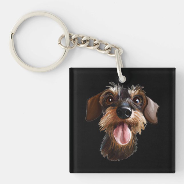 Wirehaired Dachshund Keychain (Front)