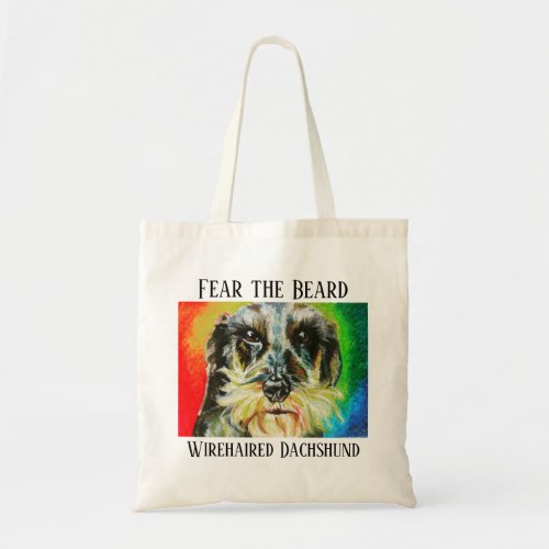 Wirehaired Dachshund Pastel Portrait Tote Bag