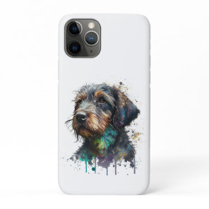 Wirehaired Dachshund Puppy Watercolor Art iPhone 11 Pro Case