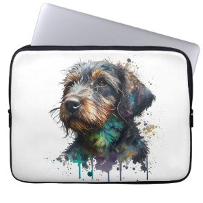 Wirehaired Dachshund Puppy Watercolor Art Laptop Sleeve
