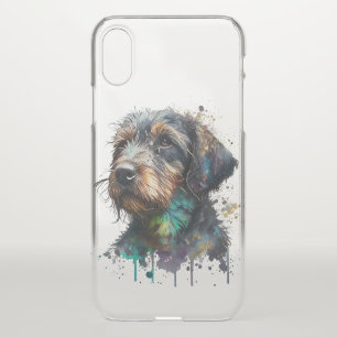 Wirehaired Dachshund Puppy Watercolor Art iPhone XS Case