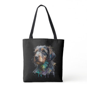 Wirehaired Dachshund Puppy Watercolor Design Tote Bag