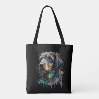Wirehaired Dachshund Puppy Watercolor Design Tote Bag