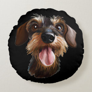 Wirehaired Dachshund Round Pillow