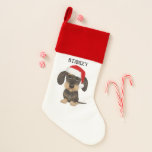 Wirehaired Dachshund Santa Cute Teckel Dog Christmas Stocking<br><div class="desc">Bring some extra joy to your holiday décor with this custom wirehaired dachshund Christmas stocking! This festive stocking features an adorable teckel wearing a Santa hat. Personalized with your name or dog's name,  this stocking makes a thoughtful gift.</div>
