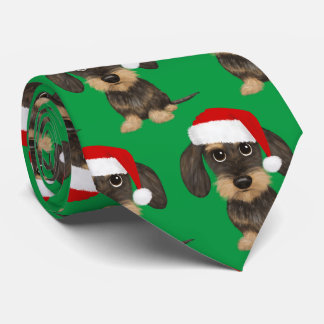 Wirehaired Dachshund Santa Teckel Christmas Dog Neck Tie