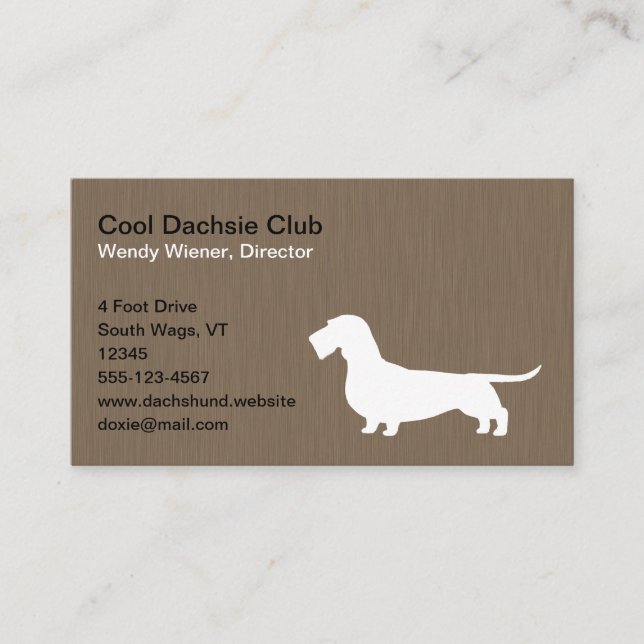 Wirehaired Dachshund Silhouette | Pet Wiener Dog Business Card (Front)