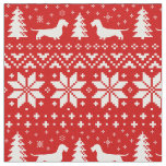 Wirehaired Dachshund Silhouettes Christmas Pattern Fabric