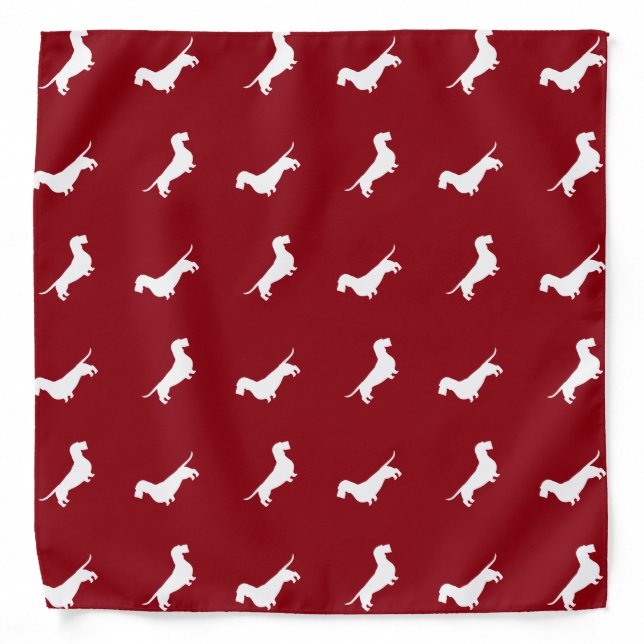 Wirehaired Dachshund Silhouettes Pattern Bandana (Front)