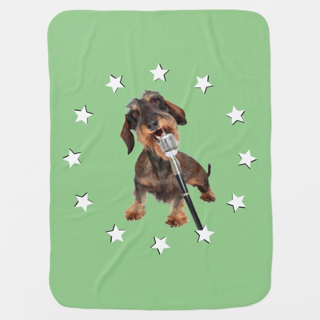 Wirehaired Dachshund Singer Baby Blanket (Front)