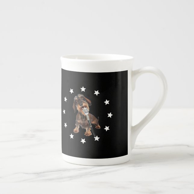 Wirehaired Dachshund Singer Bone China Mug (Right)